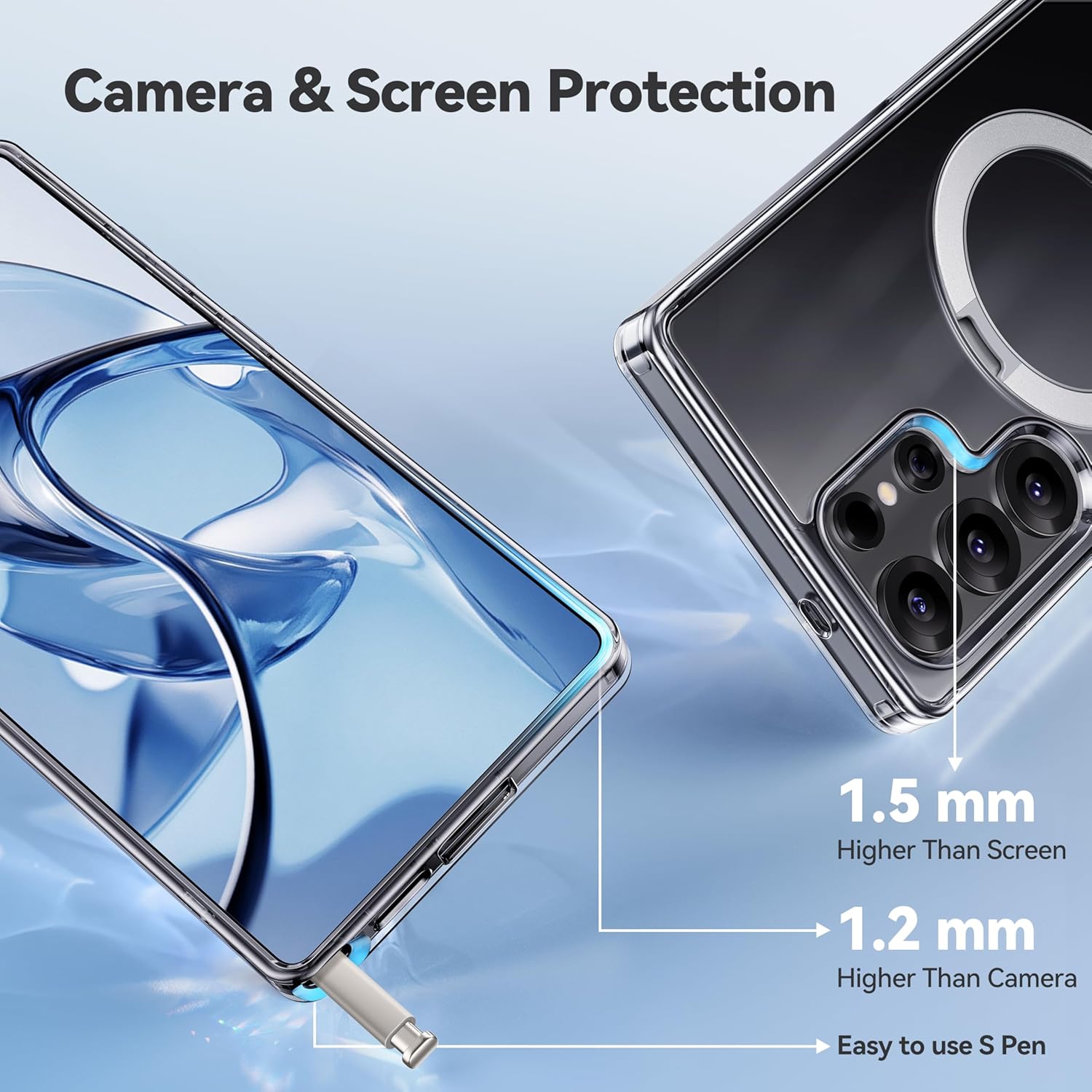 BL038 – Capa Transparente Magnética com Suporte Rotativo 360° para Samsung Galaxy S25 / S25 Ultra