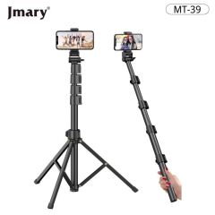 Tripé e Selfie Stick 2-em-1 Jmary MT-39 | Altura até 1.53m – Estrutura em Alumínio e Ferro com 5 Secções