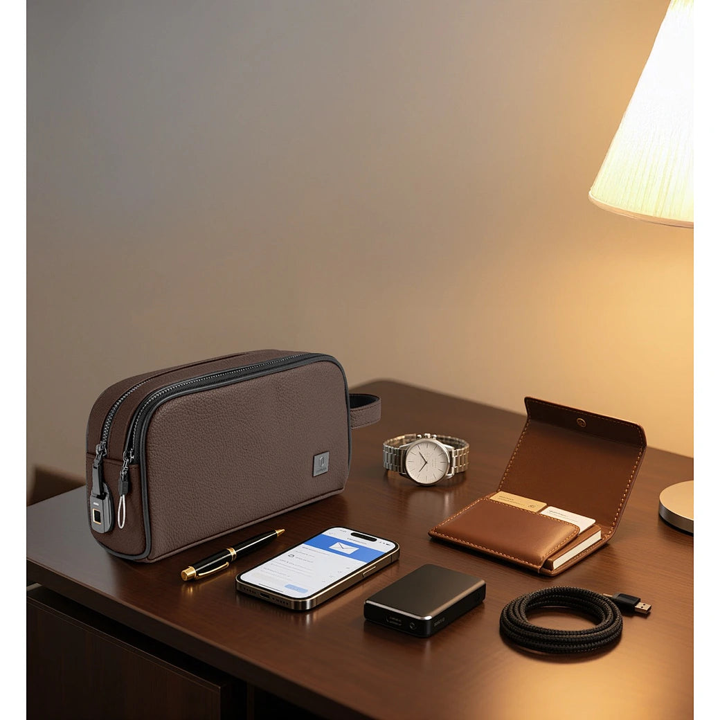 Bolsa Executiva WiWU Phantom Pro com Bloqueio de Impressão Digital | Segurança Biométrica Avançada e Design Premium em Couro PU – Proteção Total e Acesso Instantâneo