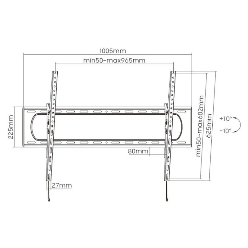 Suporte de Parede Reforçado para TV de 50" a 120" VESA 1000x500 Capacidade até 100kg com Inclinação de 15°