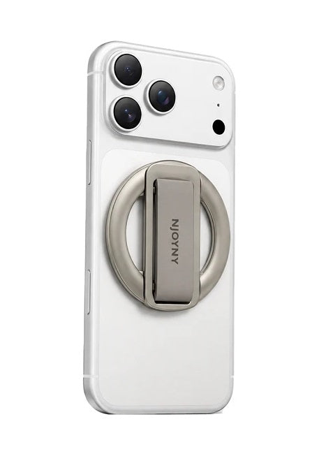 Suporte Magnético de Anel NJOYNY NY-189 360° MagSafe Ultrafino com Alça Hand Clip e Dissipação Térmica para Smartphone