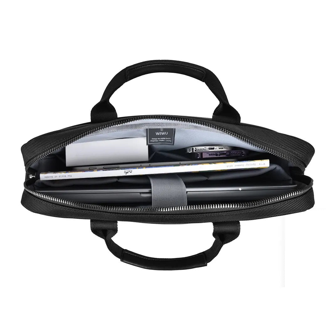 Mala de Laptop WiWU Hali Briefcase | Estilo Executivo em Poliéster 1680D Resistente à Água – Compartimentos Múltiplos e Proteção para 14" e 15.6"