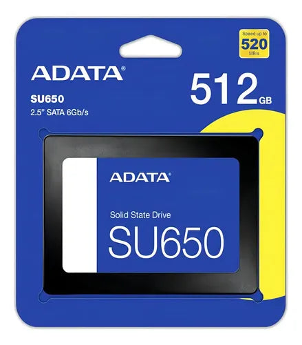 SSD ADATA Ultimate SU650 SATA III 2.5" (512GB / 1TB) Leitura até 520MB/s e Gravação até 450MB/s