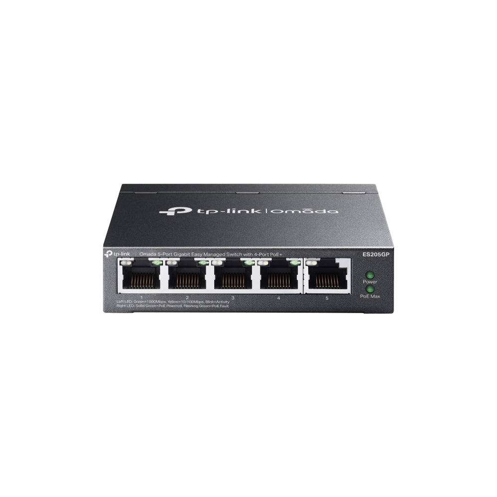 Switch Gigabit de 5 Portas com 4 Portas PoE+ (65W) Omada by TP-Link ES205GP para Gestão em Nuvem e Longa Distância