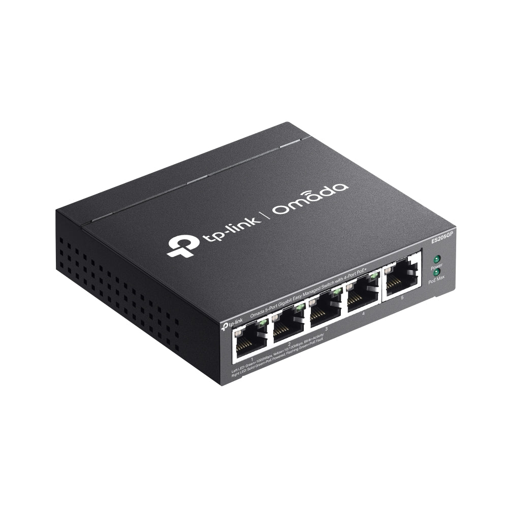 Switch Gigabit de 5 Portas com 4 Portas PoE+ (65W) Omada by TP-Link ES205GP para Gestão em Nuvem e Longa Distância