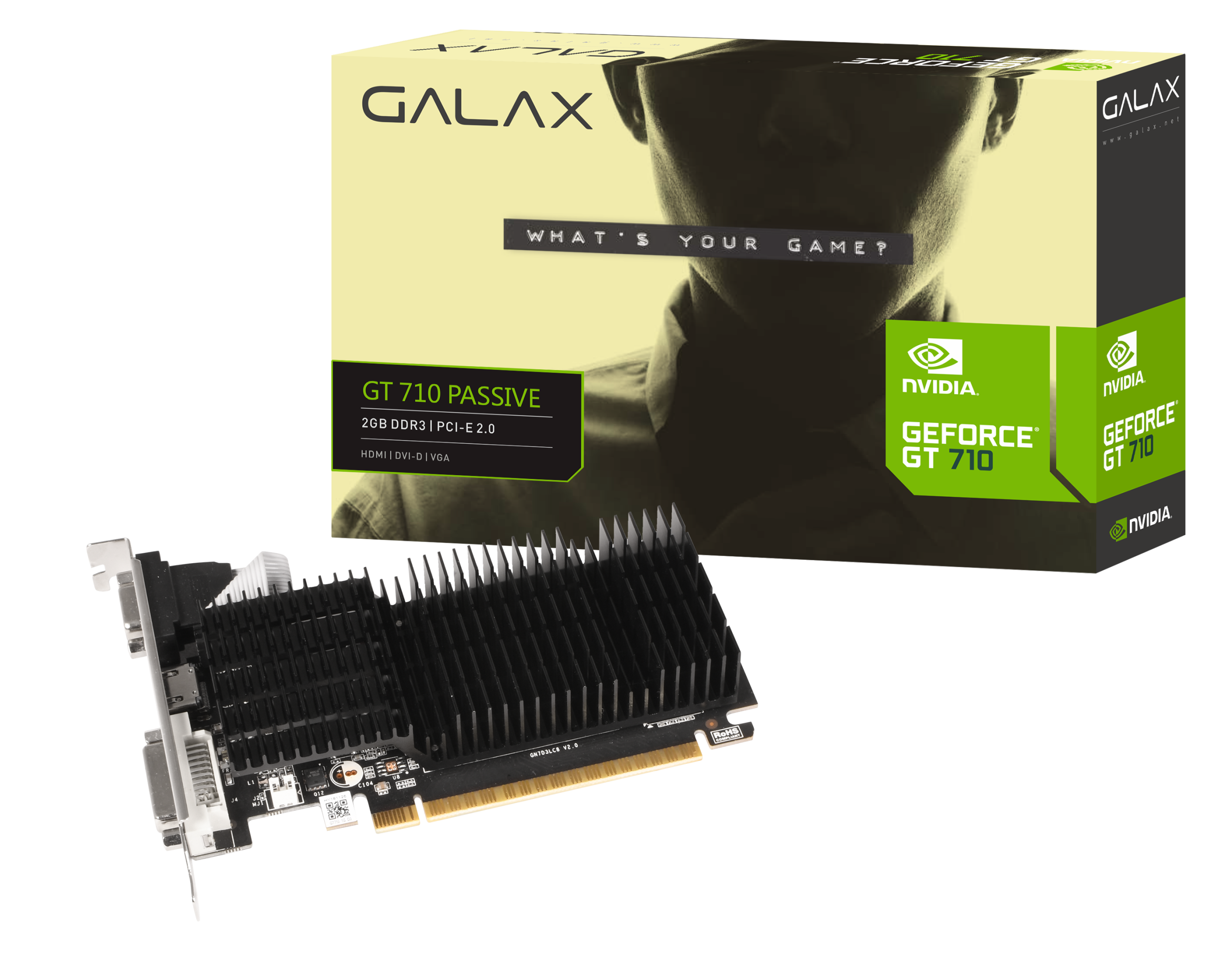Placa de Vídeo GALAX NVIDIA GeForce GT 710 2GB DDR3 64-Bit HDMI/DVI/VGA