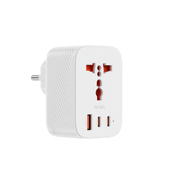 Adaptador de Viagem WiWU Power Cube Wi-UA008 | Tecnologia GaN III 30W – Carregamento Ultra Rápido USB-C PD, USB-A e Tomada Universal AC de 2500W