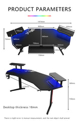 Mesa de Jogo em Fibra de Carbono Preta com Iluminação RGB GT-031C
