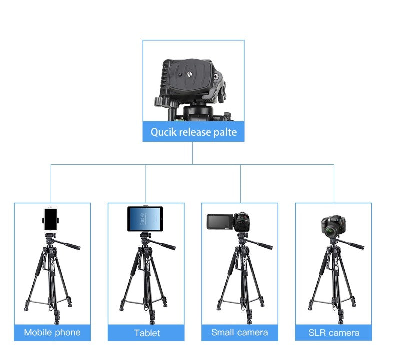 Tripé Fotográfico em Alumínio Zomei T1200 (Suporta até 4 kg / Altura Máx. 150 cm)