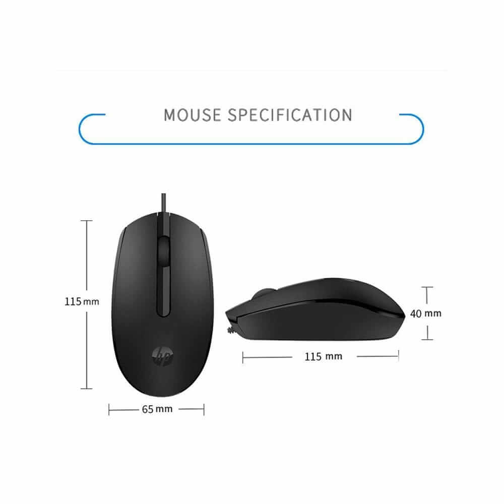 Rato Ótico com Fio HP M10 USB | Resolução de 1000 DPI para Escritório, Conexão Plug and Play, Design Ergonómico Ambidestro e Cabo de 1.5 metros