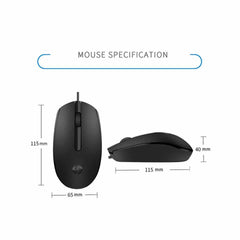 Rato Ótico com Fio HP M10 USB | Resolução de 1000 DPI para Escritório, Conexão Plug and Play, Design Ergonómico Ambidestro e Cabo de 1.5 metros