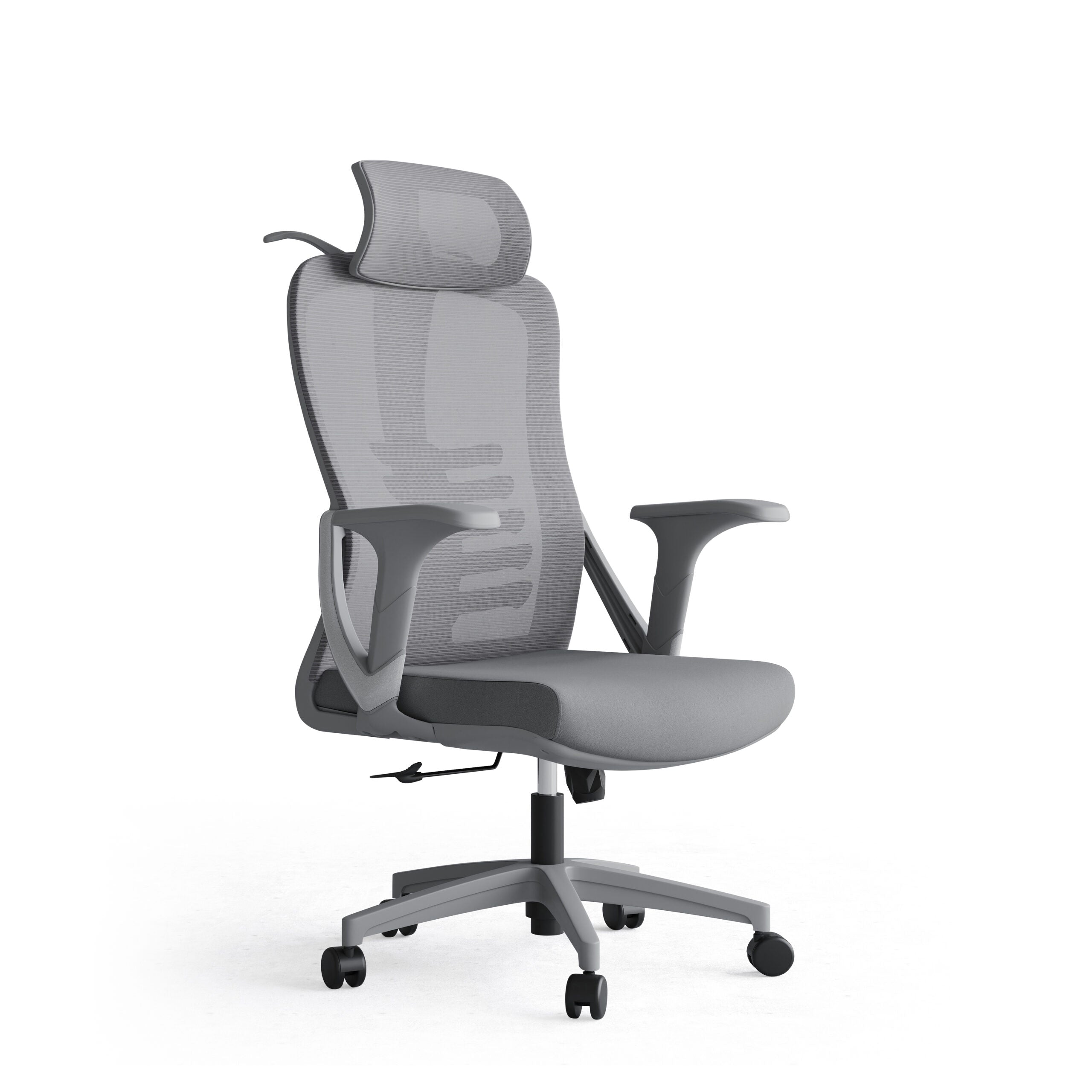 Cadeira de Escritório Ergonómica Nicole-H (Grey Frame) com Encosto Alto e Apoio de Cabeça 2D