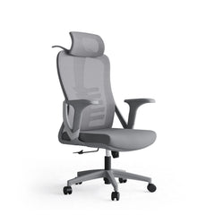 Cadeira de Escritório Ergonómica Nicole-H (Grey Frame) com Encosto Alto e Apoio de Cabeça 2D