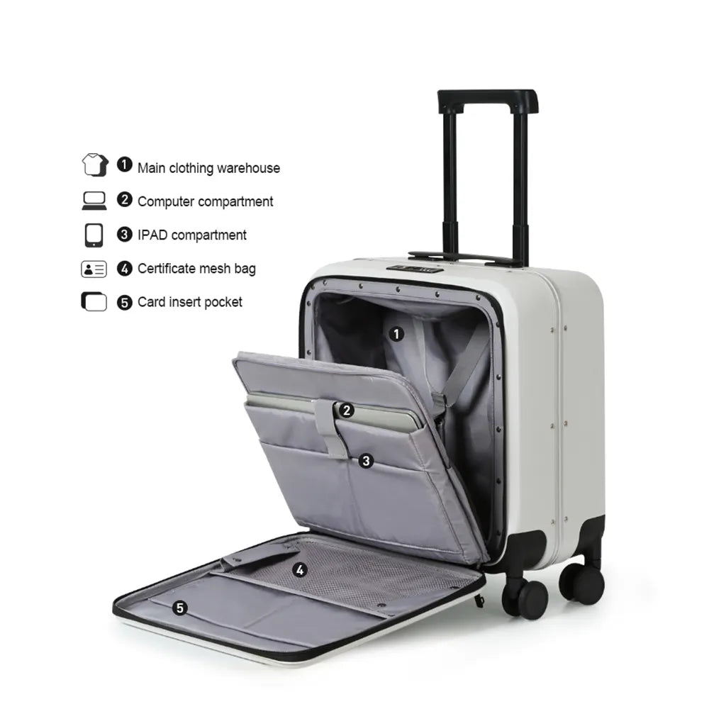 Milada Custom Aluminum Spinner Wheel Trolley Suitcase