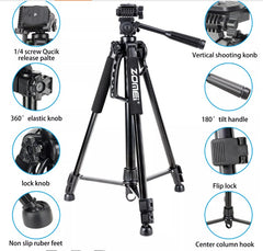 Tripé Fotográfico em Alumínio Zomei T1200 (Suporta até 4 kg / Altura Máx. 150 cm)