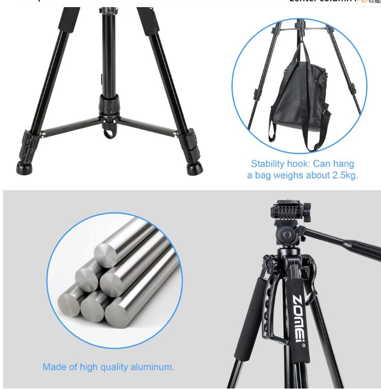 Tripé Fotográfico em Alumínio Zomei T1200 (Suporta até 4 kg / Altura Máx. 150 cm)