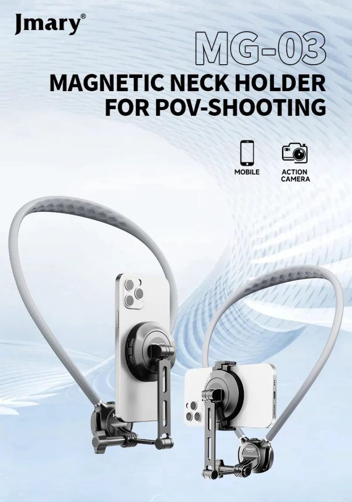 Suporte de Pescoço Magnético Jmary MG-03 | Rotação 360° para Filmagens POV e Smartphones