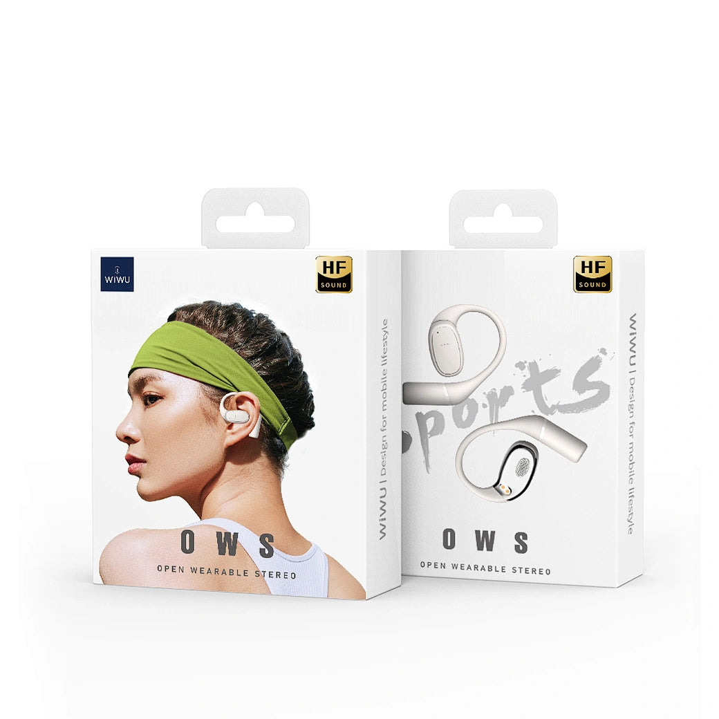 Auriculares de Condução Óssea WiWU OpenBuds O300 | Som Estéreo Desportivo com Chipset Airoha AB1562M – Bluetooth 5.3 e Até 8h de Música