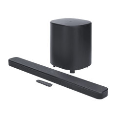 Soundbar JBL Bar 500 MK2 5.1 Canais 750W Peak Dolby Atmos MultiBeam 3.0 Subwoofer Sem Fios 10" HDMI eARC Wi-Fi Preto