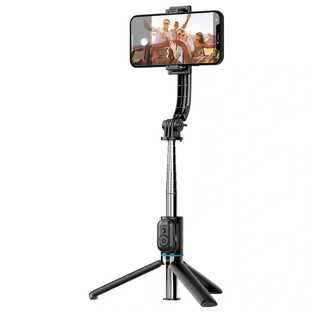 Bastão de Selfie e Tripé Inteligente WiWU (Wi-SE001) | Suporte Destacável com Rotação 360°, Comando Bluetooth Remoto, Haste Expandível e Carga USB-C