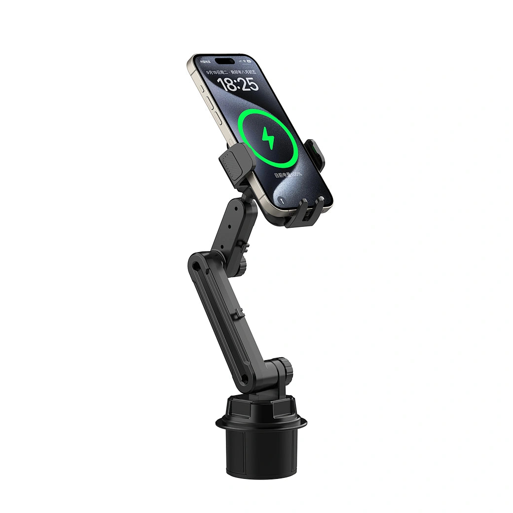 Suporte Automotivo WiWU Gentleman (WI-CH059) | Fixação Ultra Estável para Porta-Copos com Braço Articulado Dobrável e Rotação 360°