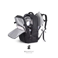 Mochila de Viagem Bange BG-1801 com Compartimento para Laptop de 15,6" – Resistente à Água – Cinza/Preta
