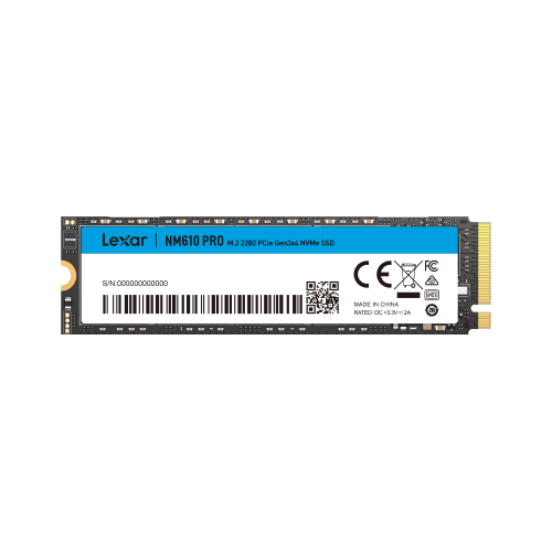 SSD M.2 NVMe Lexar NM610 PRO 1TB PCIe Gen3x4 Leitura até 3300MB/s e Gravação até 2600MB/s