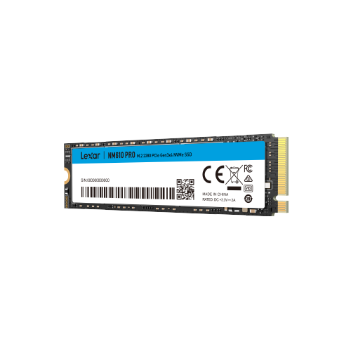 SSD M.2 NVMe Lexar NM610 PRO 1TB PCIe Gen3x4 Leitura até 3300MB/s e Gravação até 2600MB/s