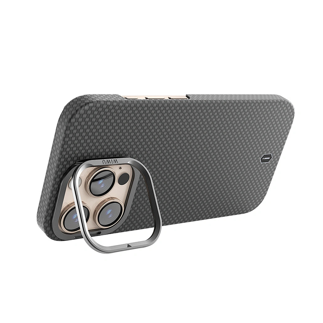 Capa Aramid Armor WiWU DCC-208 | Fibra de Aramida Autêntica com Suporte de Câmara Multiângulo – Proteção Ultra Resistente para iPhone 16 Pro Max / 17 Pro Max