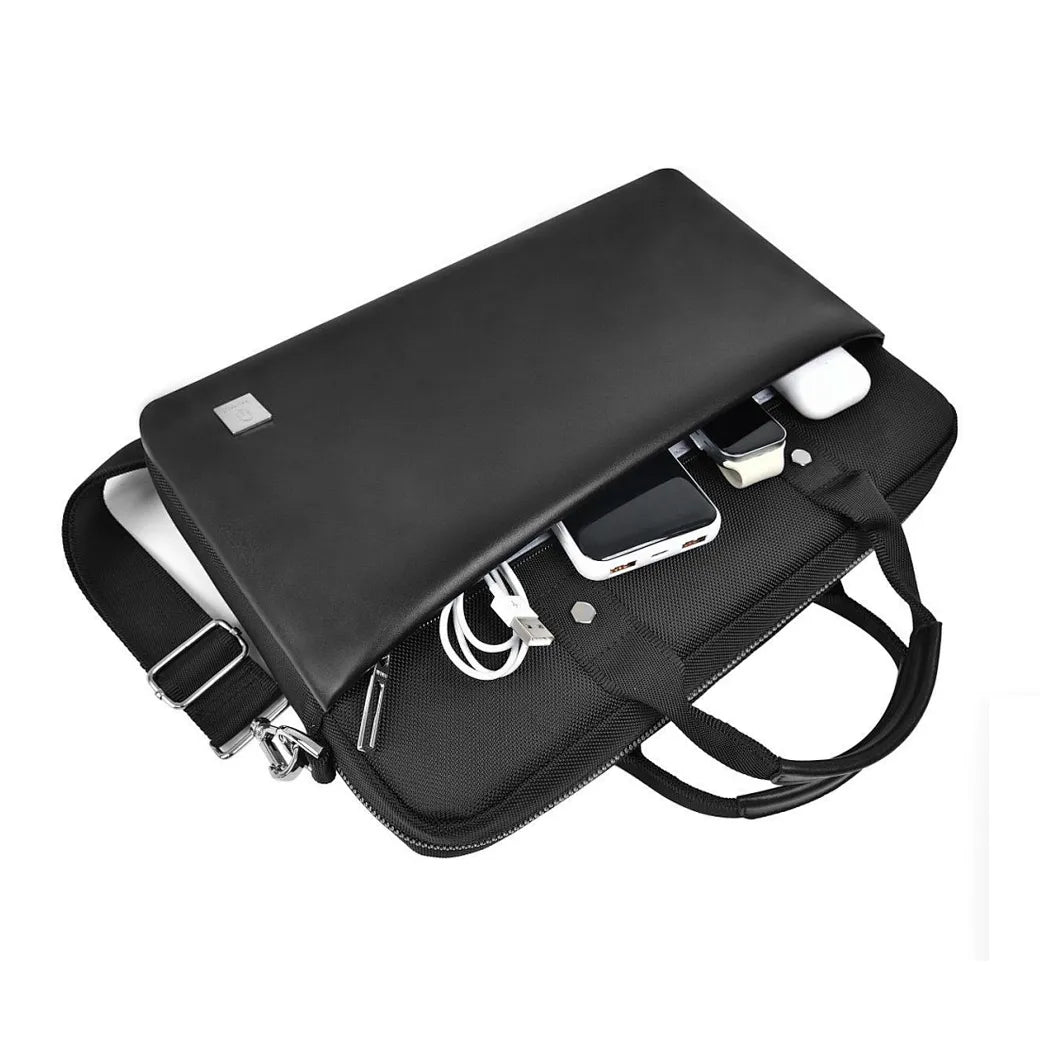 Mala de Laptop WiWU Hali Briefcase | Estilo Executivo em Poliéster 1680D Resistente à Água – Compartimentos Múltiplos e Proteção para 14" e 15.6"