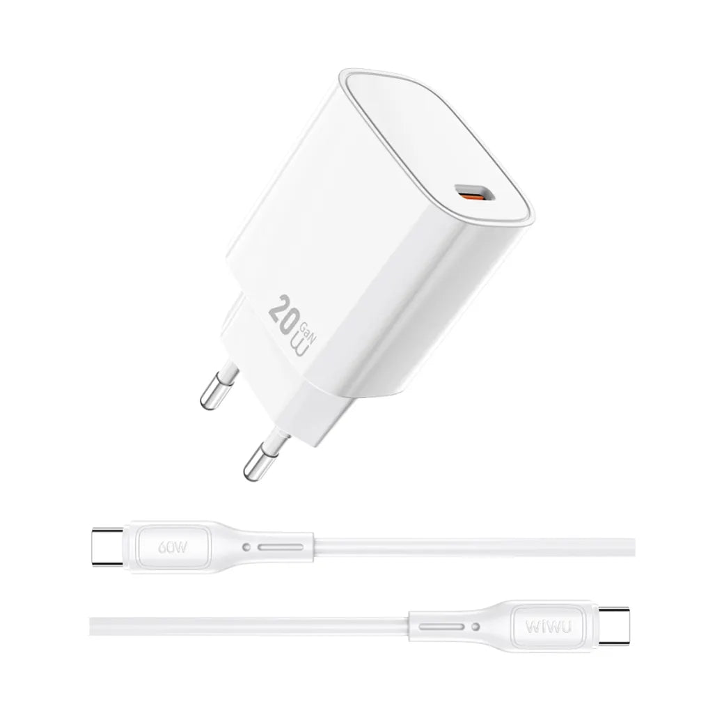 WI-G007C-C – CARREGADOR DE CELULAR  Conjunto Carregador Rápido + Cabo WiWU 20W Essen GaN