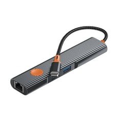 Hub USB-C WiWU Travel 5-em-1 WI-HB005 | Adaptador HDMI 4K, Dual USB 3.0 e Leitor de Cartões SD/TF em Liga de Alumínio