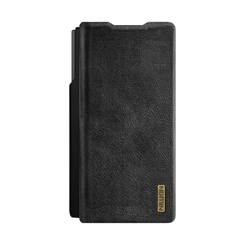 Capa de Couro Premium Nillkin Qin Pro Series com Suporte para Caneta Stylus para Samsung Galaxy Z Fold 7 5G | Estilo Empresarial Elegante com Detalhes em Metal e Proteção 360°