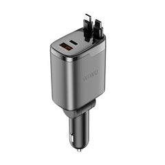Carregador Automotivo WiWU Helix Pro GaN 111W | Tecnologia GaN III de Alta Eficiência – 1x USB-C PD + 1x USB-A QC em Liga de Alumínio