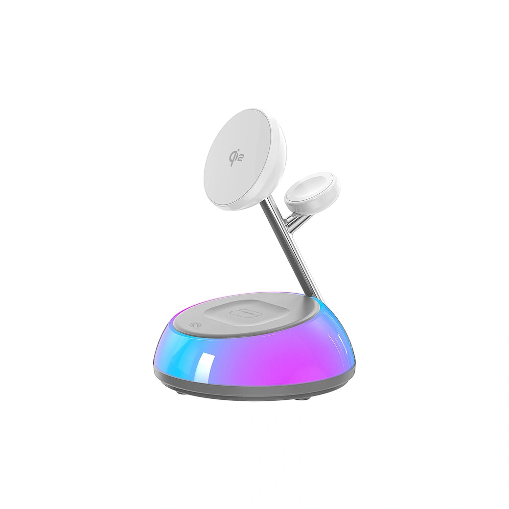 Carregador Sem Fios 3-em-1 WiWU Aurora Wi-W036 | Estação de Carga Magnética 15W para iPhone (MagSafe), Apple Watch e AirPods