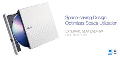 Gravador e Leitor de DVD/CD Externo ASUS SDRW-08D2S-U LITE | Design Slim Portátil com Acabamento Diamante, Encriptação de Dados e Interface Drag-and-Burn