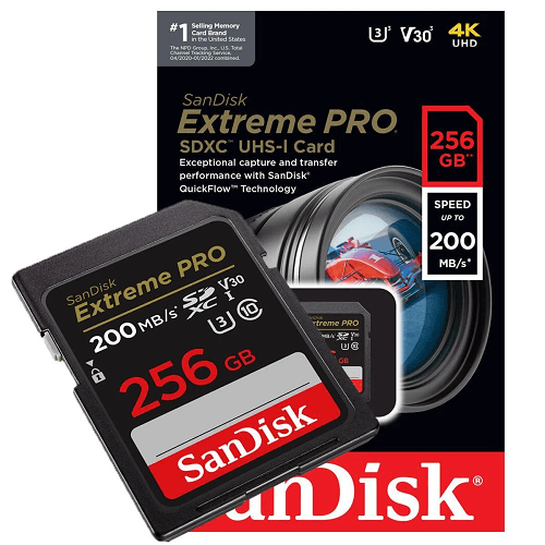 Cartão de Memória SanDisk Extreme Pro 256GB 200MB/s 4K UHD