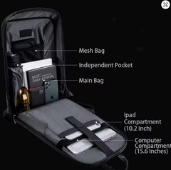Arctic Hunter B00487 – Mochila Executiva Hard Shell Anti-Roubo e à Prova d'Água