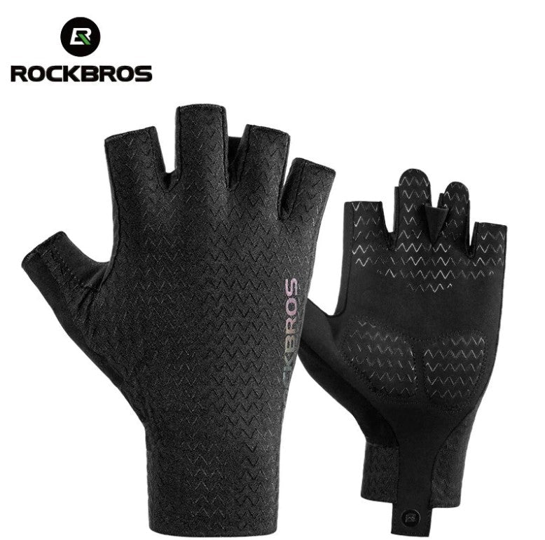 Luvas de Bicicleta ROCKBROS S221BK-L Meio Dedo – Preto