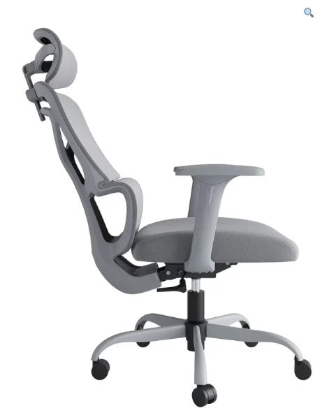 Cadeira Giratória de Escritório Ergonómica E392-HG com Encosto Alto em Tela e Apoio de Cabeça 3D