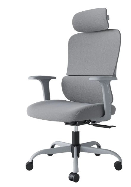Cadeira Giratória de Escritório Ergonómica E392-HG com Encosto Alto em Tela e Apoio de Cabeça 3D
