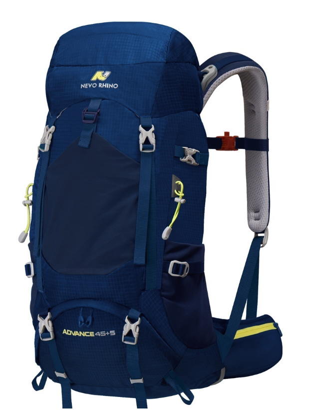 Mochila de Caminhada NEVO RHINO Advanced 45+5L | Estrutura Interna e Impermeável – Azul Marinho