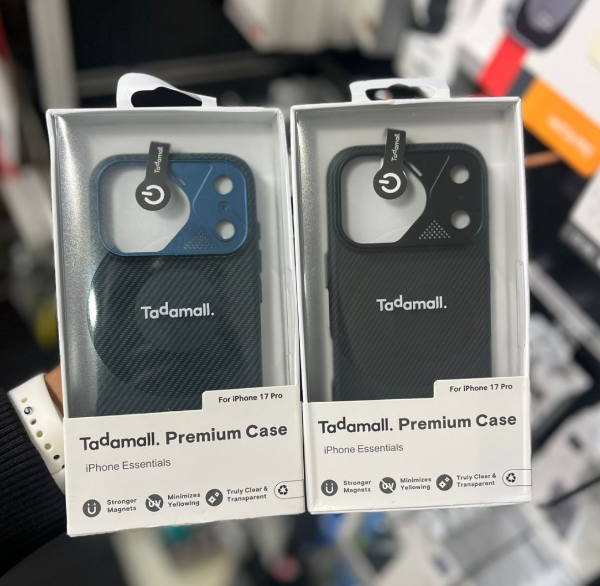 Capa de Textura Premium Tadamall para iPhone 17 Pro – Preta/Azul | Acabamento Tátil de Alta Aderência, Design Slim Executivo e Proteção Avançada contra Impactos