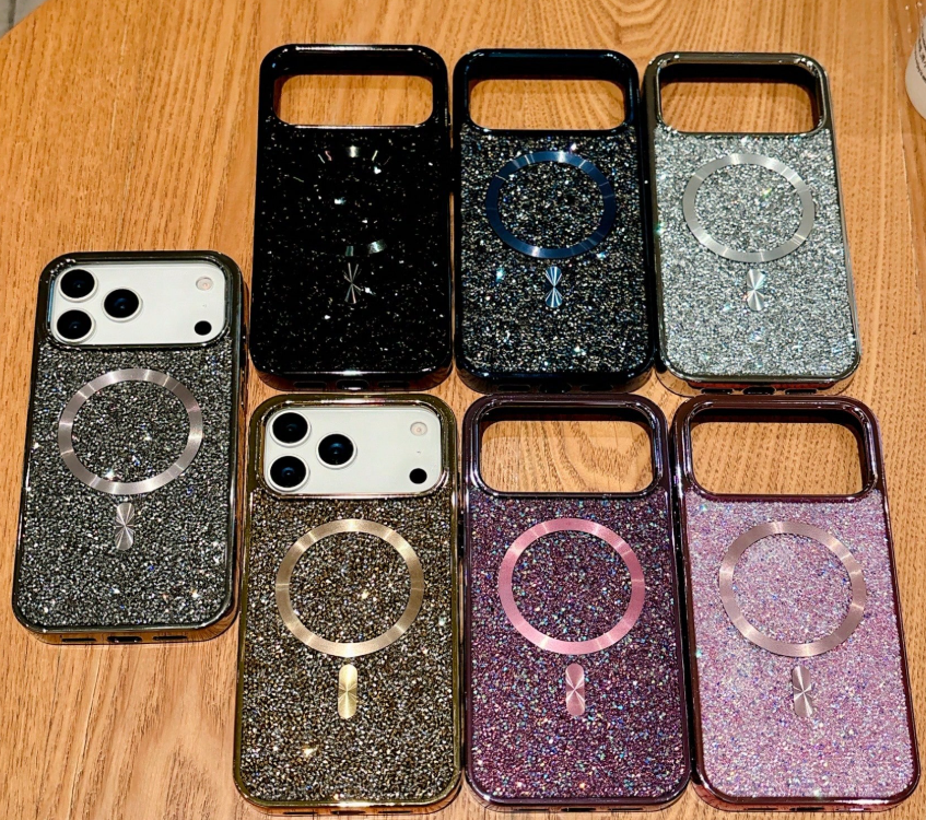Capa RMO Shuck Up MagSafe Glitter Texturizada com Proteção Dedicada de Câmara para Smartphone Apple iPhone 17 Pro Max / iPhone 18 Pro Max