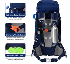 Mochila de Caminhada NEVO RHINO Advanced 45+5L | Estrutura Interna e Impermeável – Azul Marinho