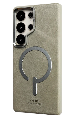Capa de Couro Premium MagSafe para Samsung Galaxy S25 Ultra | Textura Confortável Soft-Touch, Anel Magnético Integrado de Alta Resistência e Proteção Completa de Bordas Elevadas