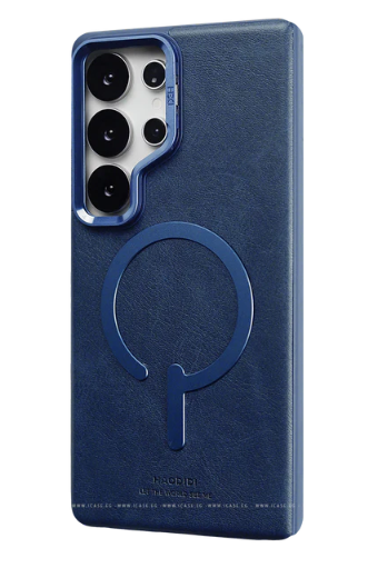 Capa de Couro Premium MagSafe para Samsung Galaxy S25 Ultra | Textura Confortável Soft-Touch, Anel Magnético Integrado de Alta Resistência e Proteção Completa de Bordas Elevadas