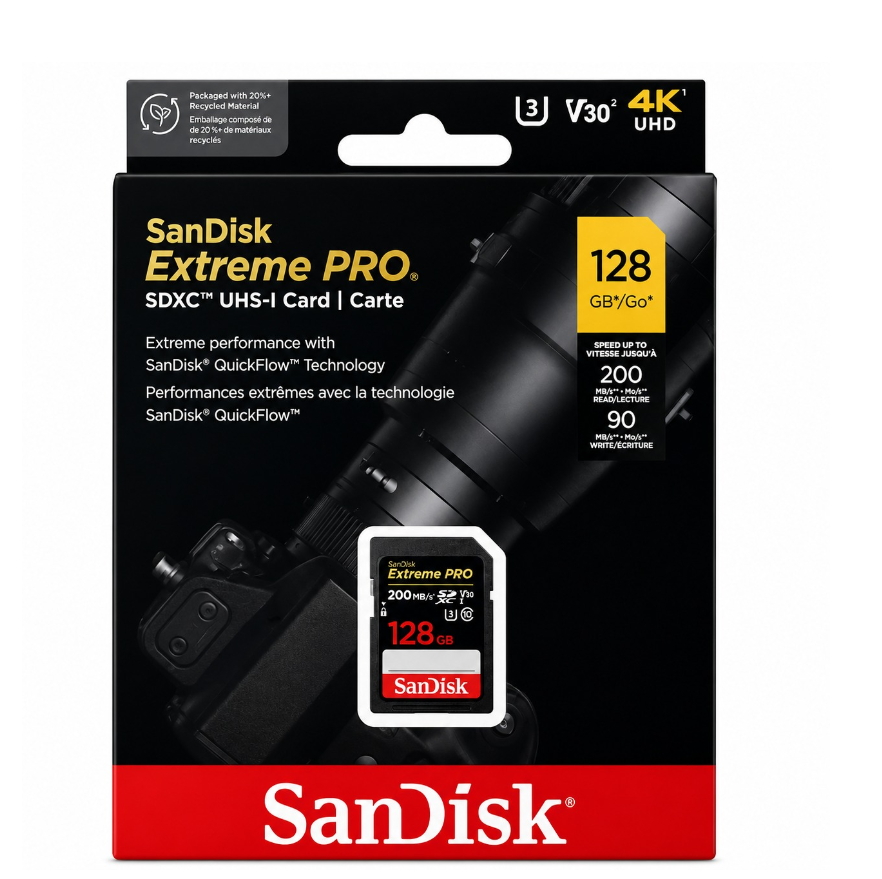 Cartão de Memória SanDisk Extreme PRO SD / microSD (128GB - 256GB) 200MB/s