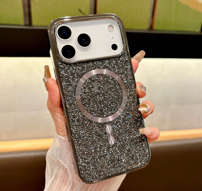 Capa RMO Shuck Up MagSafe Glitter Texturizada com Proteção Dedicada de Câmara para Smartphone Apple iPhone 17 Pro Max / iPhone 18 Pro Max