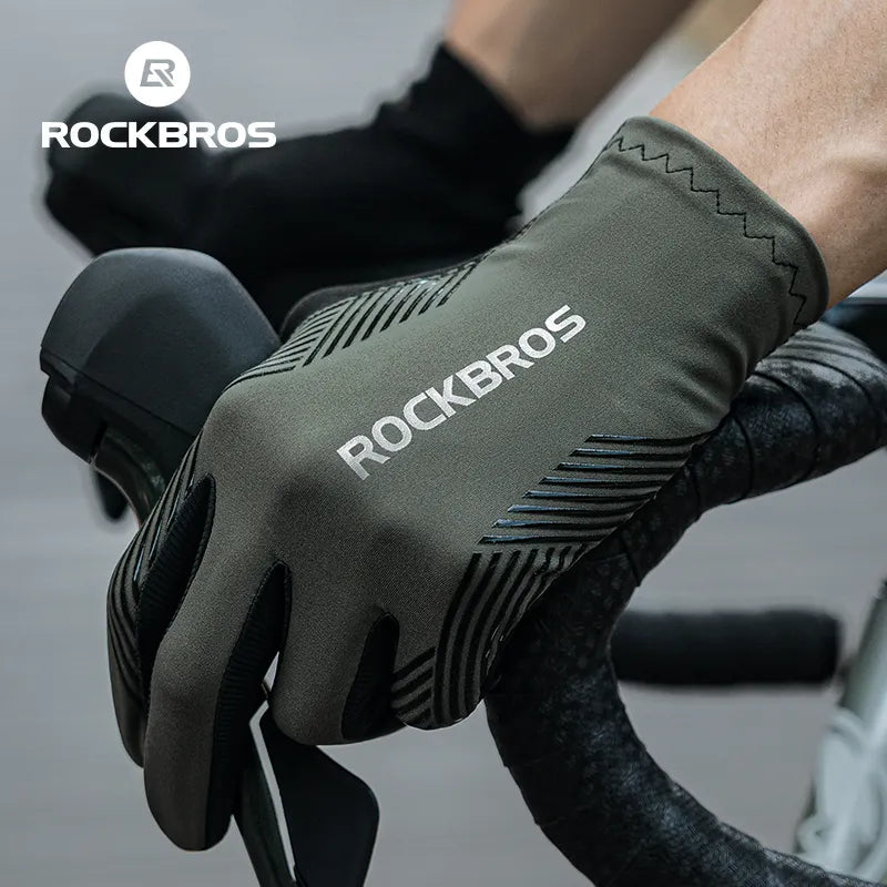Luvas de Ciclismo ROCKBROS para Mountain Bike – Dedo Longo, com Proteção e Almofada de Gel